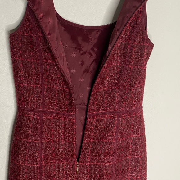 Tory Burch Burgundy Fit and Flare Tweed Dress - Picture 7 of 12